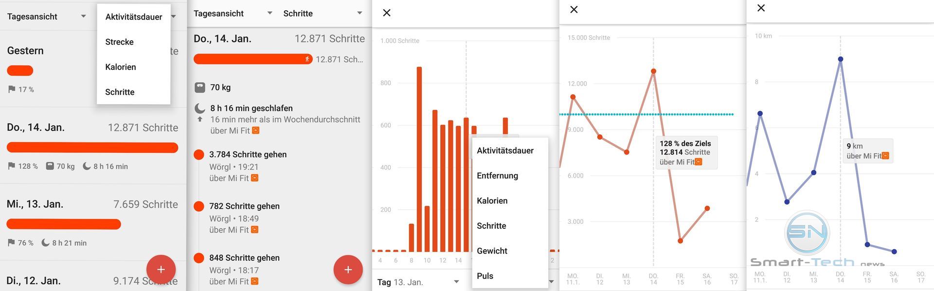 Tracking Übersicht Google Fit - Xiaomi MiBand 1s - SmartTechNews