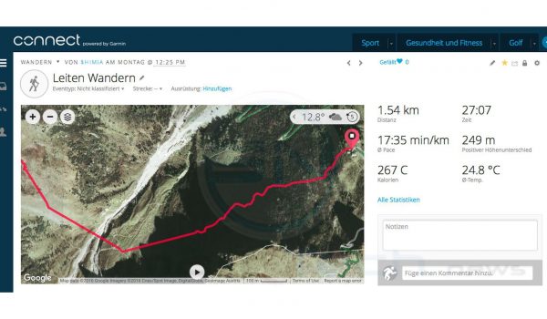 Detail Ausschnitt GPS Track - Garmin Fenix 3 HR Saphir - SmartTechNews