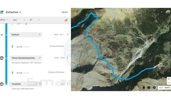 Detail Ausschnitt GPS Track - Google Maps Zeitachse - SmartTechNews