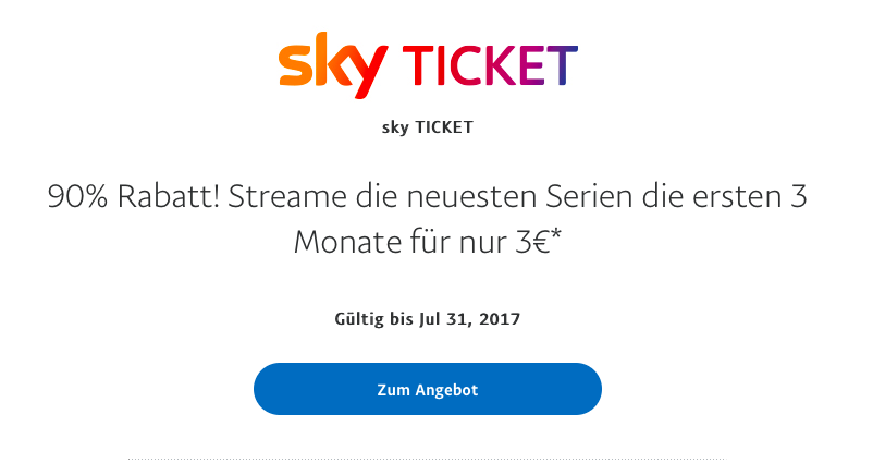 PayPal and Sky Aktion Juli 2017