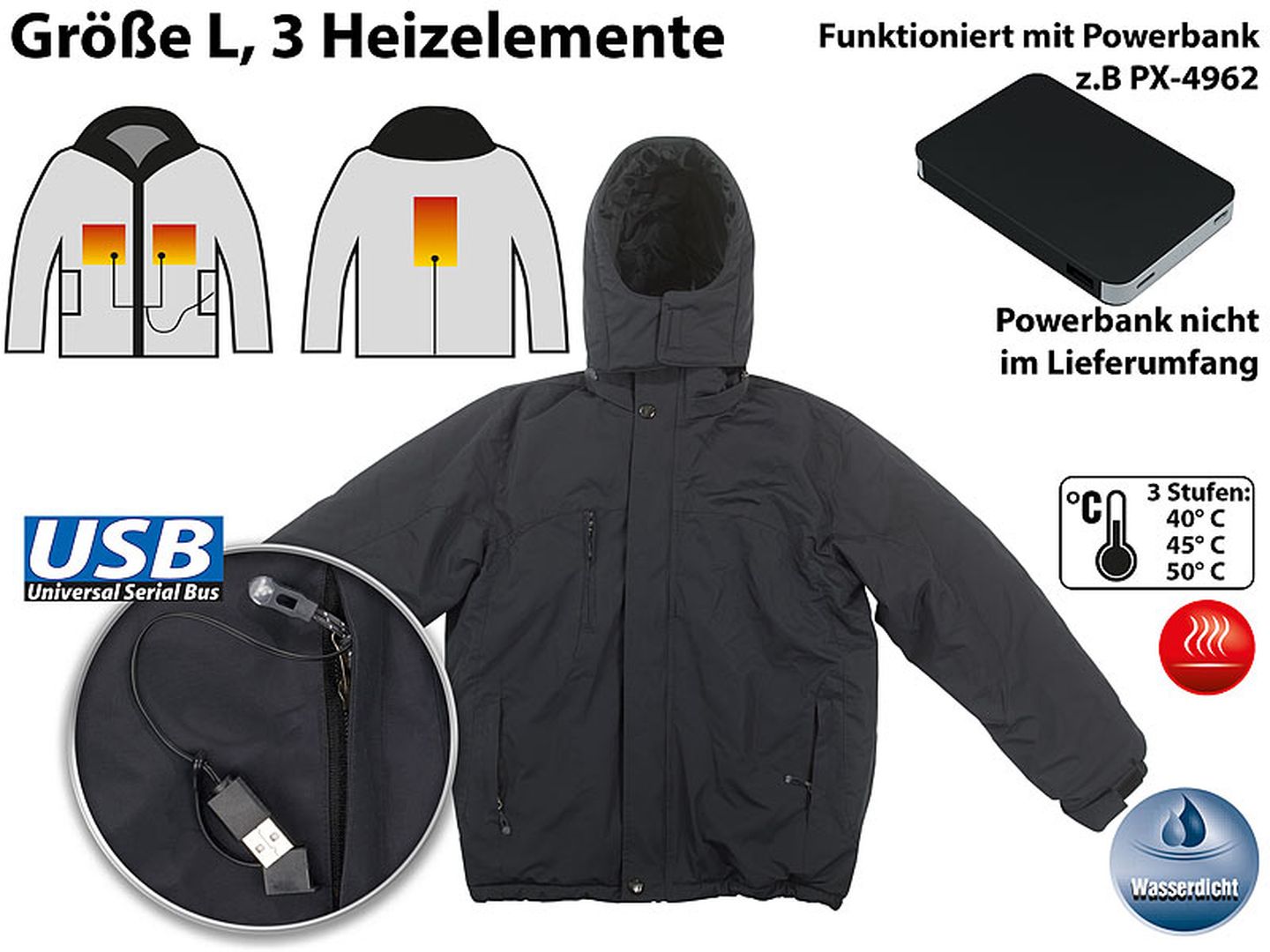 beheizbare urban Outdoor- Fleece-Jacke