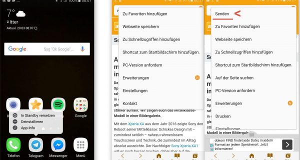 App Kontrolle - Teilen im Browser - Samsung A5 - SmartTechNews