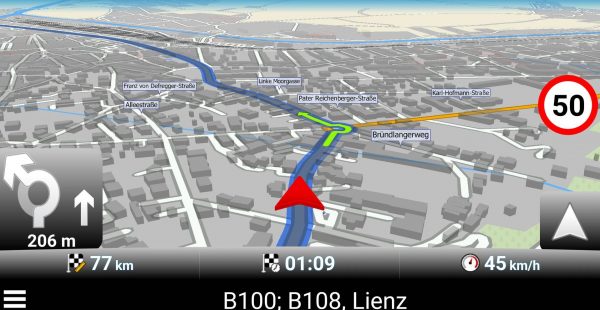 Kartenansicht Echtzeit Navigation Tempolimit - MapFactor - SmarttechNews