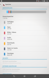 Speicherauslastung - Sony Xperia Z3 Comapct Tablet - SmartTechNews
